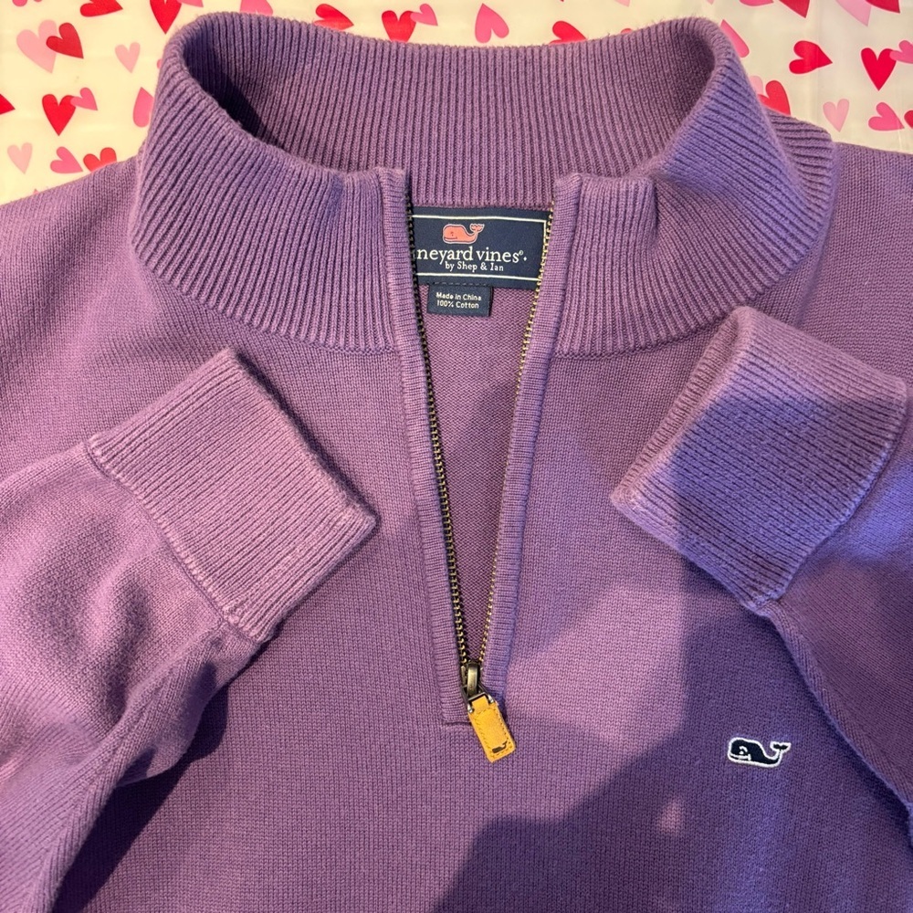Vineyard Vines sweater Saltwater 1/4 zip purple SZ L. NWOT - Picture 3 of 9